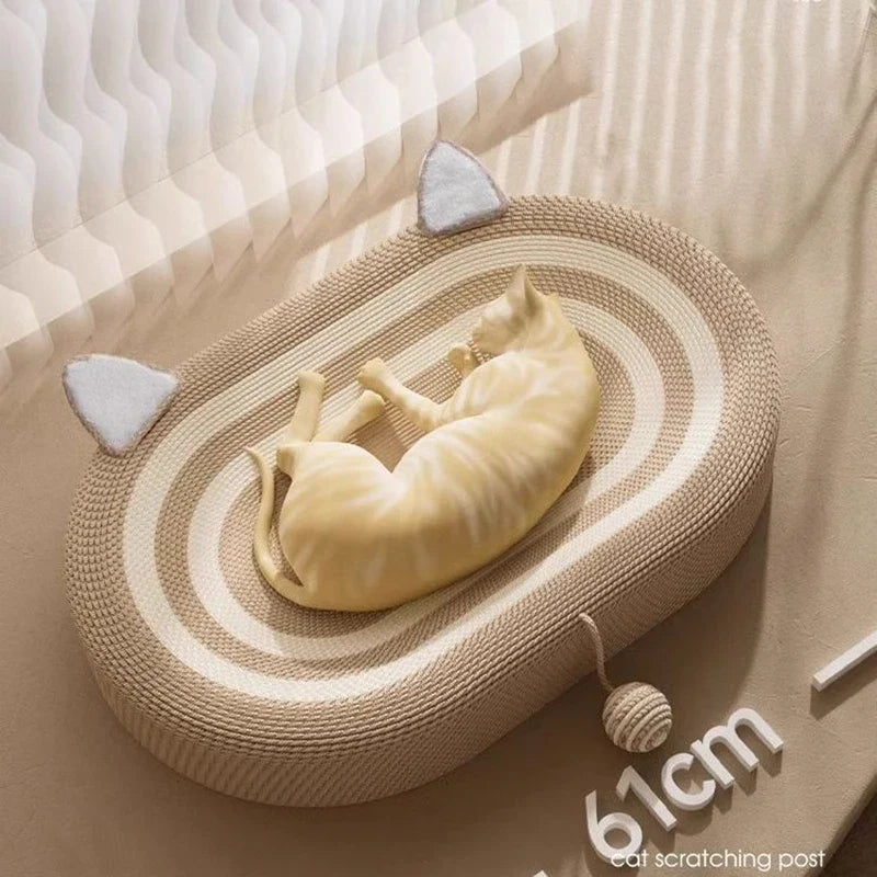 New Oval Cat Scratcher Pads 100% Sisal Cat Scratching Board Kitten Bed Nest Chew Toy Bite Resitent Sharpen Nails Tool Pet Supp