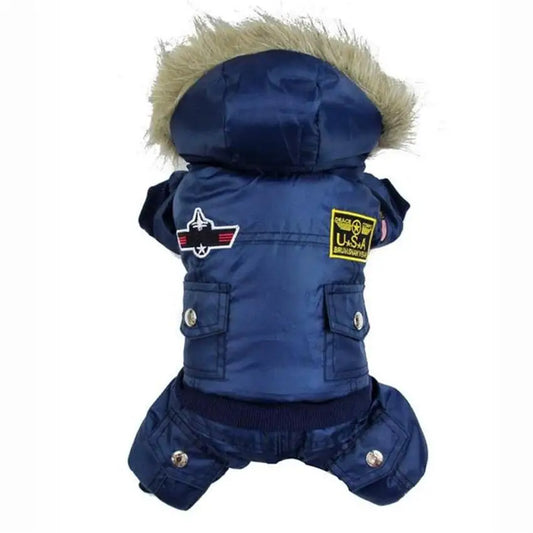 Hooded Jumpsuit Waterproof Small Dog Apparel Airman Fleece Winter Coat Snowsuit Outdoor Dog Cat Parka Jacket Cloth Drop Shipping