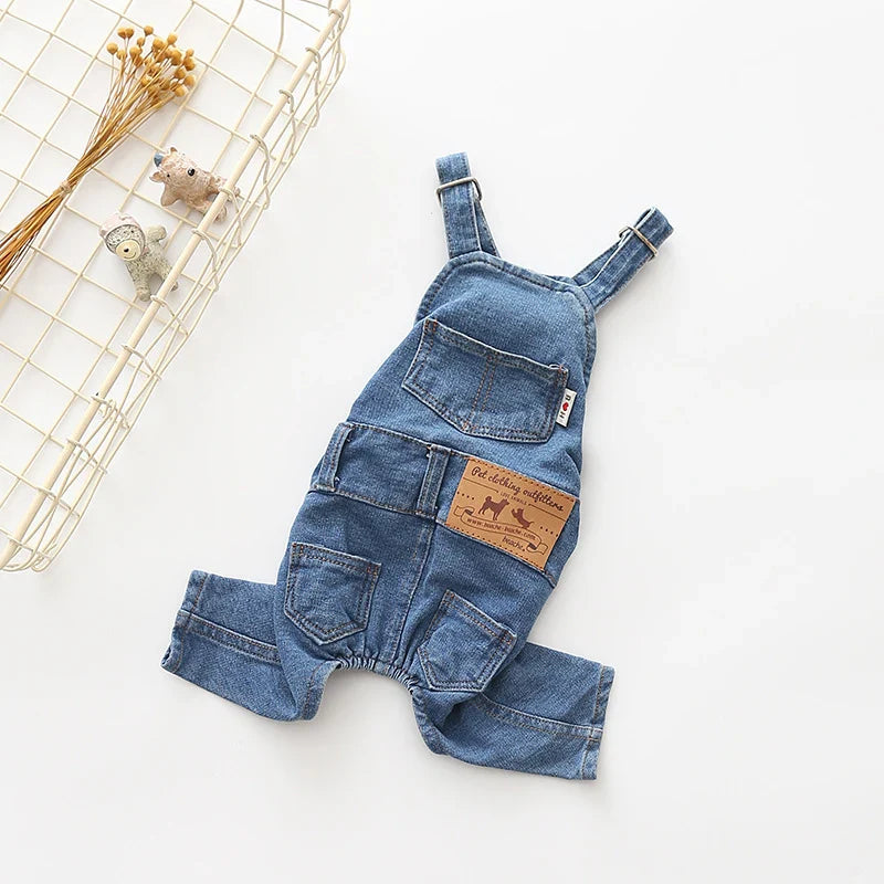 Fashion Pet Jean Clothes Overalls for Dogs Denim Strap Pant Jumpsuit for Small Medium Dogs 2021 Design French Bulldog Apparel