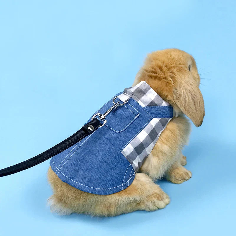 Cute Bunny Vest Harness Outdoor Leash Set Rabbit Clothing Suit Small Pet Ferret Hamster Small Animal Clothes for Walking