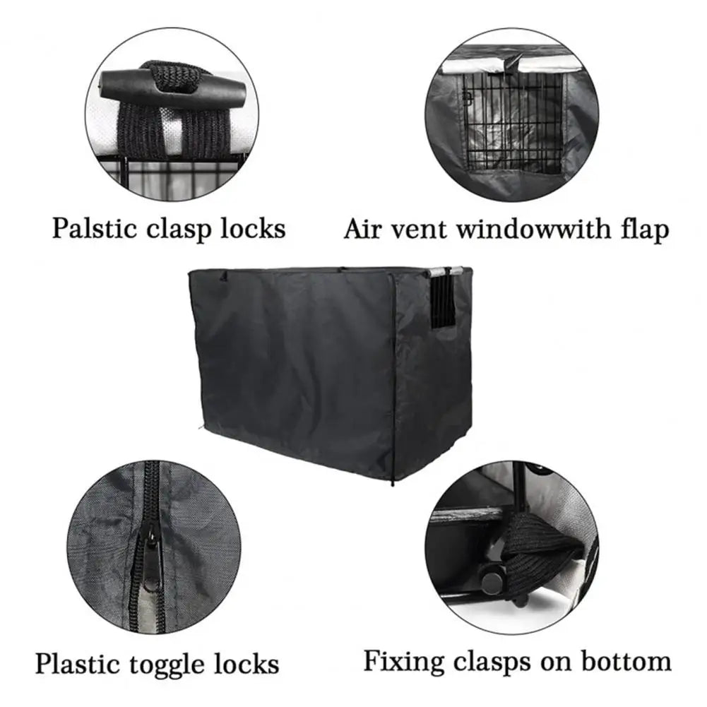 Wear resistant Pet Cage Cover Sunshade Zipper Closure Ventilation Window Pet Crate Cover