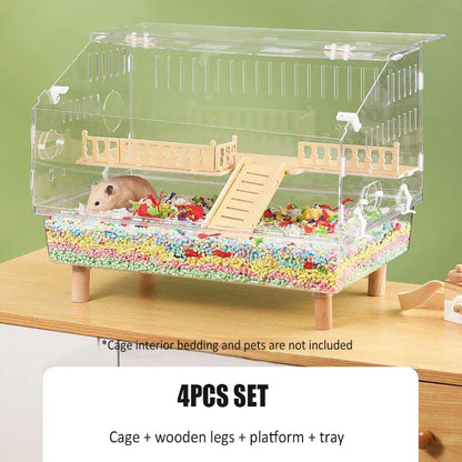 Transparent Hamster Cage Acrylic Hamster Habitat House Breathable Rabbit Chinchilla Guinea Pig Cage Small Animal Breeding Box