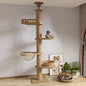 Multifunction Wooden Cat Tree House, Kitten Climbing Toy, Scratching Posts, Tower, Soft Flannel Hammock Bed, Furniture