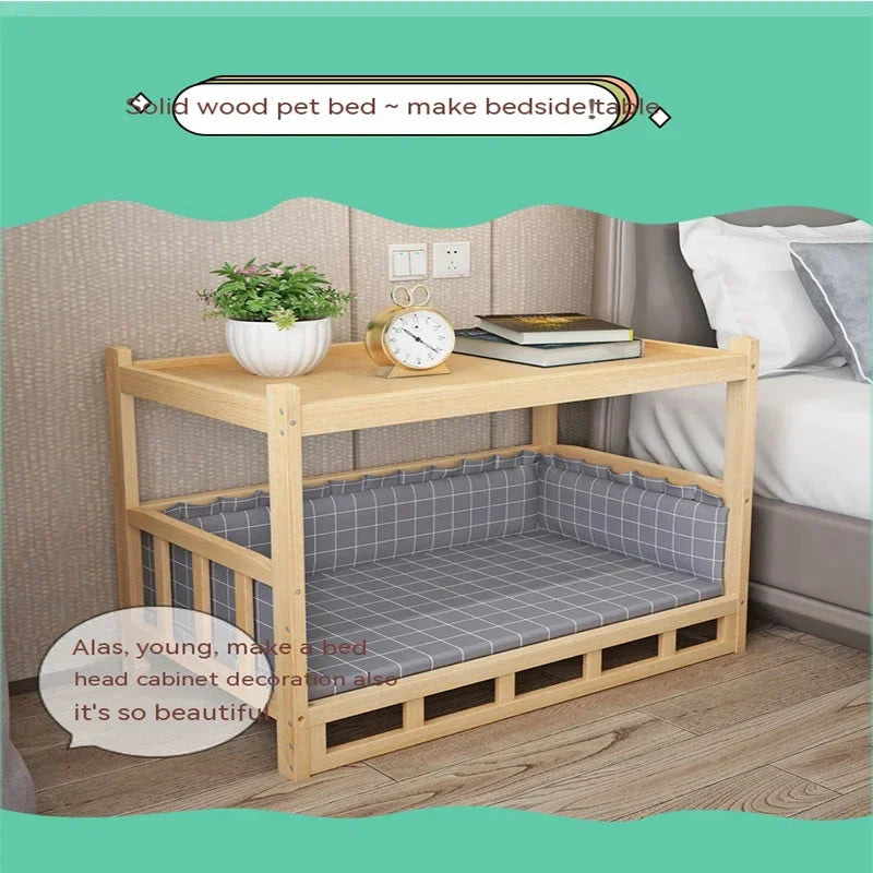 Solid Wood Dog Cat Kennel Smooth Polished Teddy Dogs Kennel  Luxury Durable Eco-Friendly Large Wooden Pet House Wooden Puppy Bed