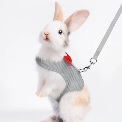 2pcs Pet Accessories Soft Rabbit Harness and Leash Set No Pull Mesh Pet Harness Adjustable Portable Pet Chest Strap Hamsters