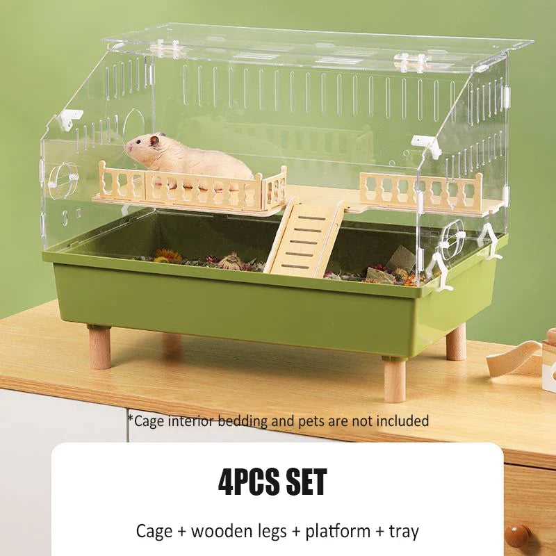 Transparent Hamster Cage Acrylic Hamster Habitat House Breathable Rabbit Chinchilla Guinea Pig Cage Small Animal Breeding Box