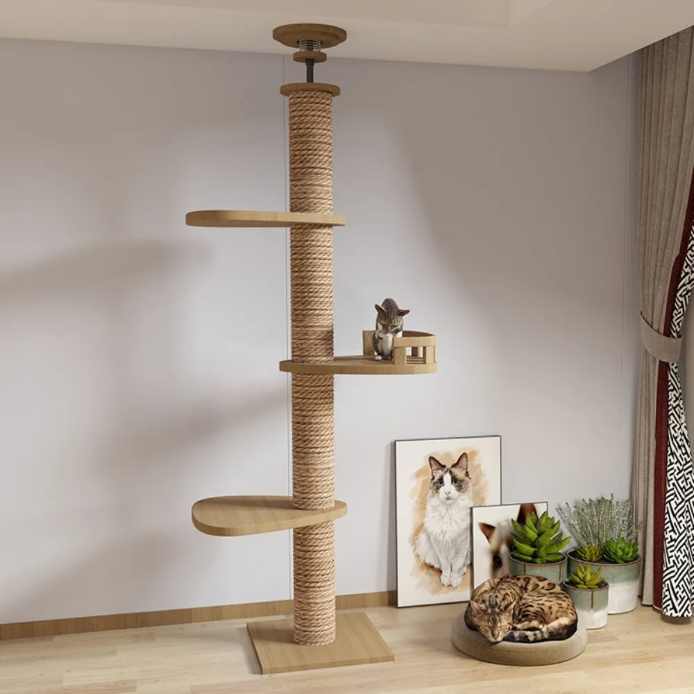 Cat Supplies Wooden Cats Tree House Cat Toys Kitten Climbing Scratching Tower Multifunction Pet Furniture Cat Climbing Frame