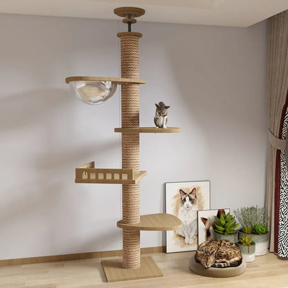 Cat Supplies Wooden Cats Tree House Cat Toys Kitten Climbing Scratching Tower Multifunction Pet Furniture Cat Climbing Frame