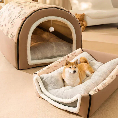 S-XXL Dog Kennel Warm Winter Dog House Mat Detachable Washable Dogs Bed Nest Deep Sleep Tent for Medium Large Dog House Supplies