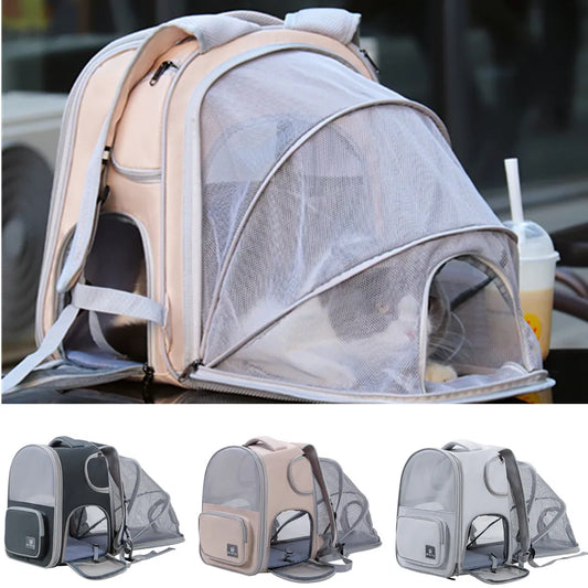 Pet Backpack Expandable Bag Large Capacity Breathable Portable Cat Carrier Bag Puppy Tote Bag Kitten Pet Dog Outdoor Travel Bag