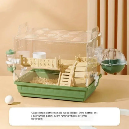 Two Floor Log Hamster Cage Large Space Special Acrylic Cage For Golden Bear Honey Bag Glider Pet Nest Cage Pet Supplies