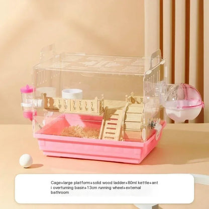 Two Floor Log Hamster Cage Large Space Special Acrylic Cage For Golden Bear Honey Bag Glider Pet Nest Cage Pet Supplies