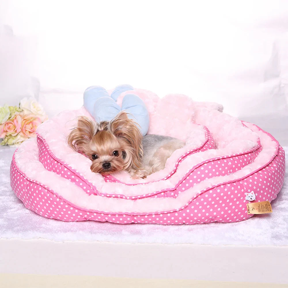 Cute Sanrio Hello Kitty Melody Pink Dog Bed For Pet Small Dogs Kennel Cartoon Embroidered Double Sided Pet House For Yorkies Dog