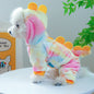 1PC Pet Apparel Dog Autumn and Winter Thickened Warm and Colorful Dinosaur Four Legged Coat Transformation For Small Medium Dogs