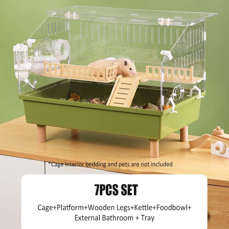 Transparent Hamster Cage Acrylic Hamster Habitat House Breathable Rabbit Chinchilla Guinea Pig Cage Small Animal Breeding Box