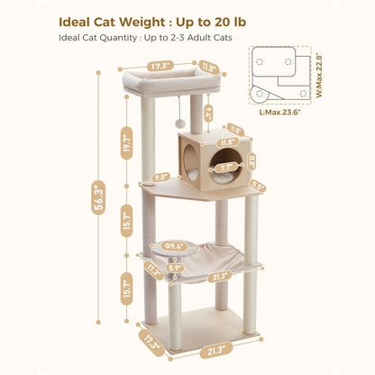 Multi-Level Cat Tree Tower with Condo Scratching Post for Cat Furniture House Cat Scratcher Cat Supplies Cat Toy