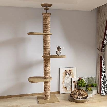 Cat Supplies Wooden Cats Tree House Cat Toys Kitten Climbing Scratching Tower Multifunction Pet Furniture Cat Climbing Frame