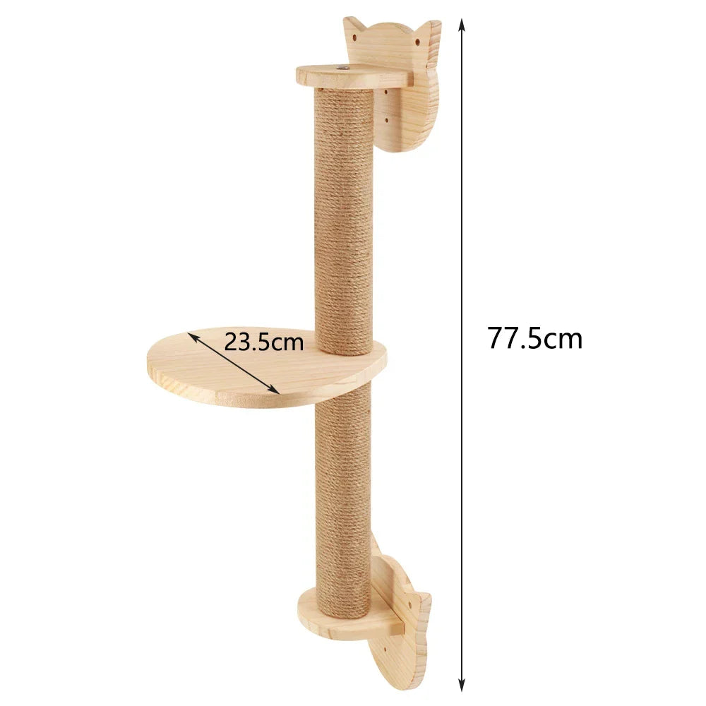 Cat Wall Pet Wooden Furniture Climbing Shelves Cat Hammock with Ladder or Jumping Platform for Kittens Indoor Playing and Perch